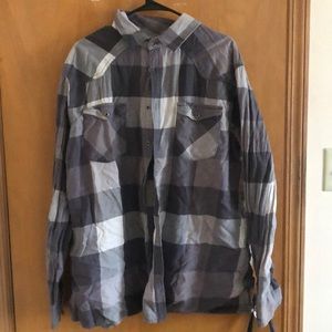 Gray and White Flannel Shirt